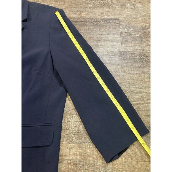Talbots 3 Button Blazer Navy Blue Jacket Pockets Shoulder Pads Size 18 - Picture 5 of 9